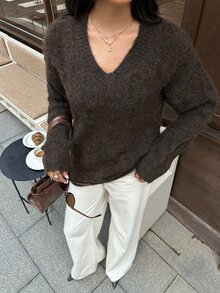 Autumina Sweater Kasual Serbaguna Wanita, Musim Gugur/Dingin - Coffee Brown - View 6