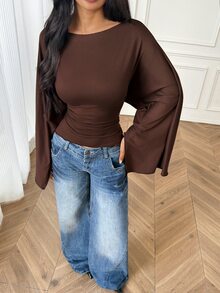 SHEIN PETITE ملابس علوية شال بتصميم كاب بني جديد للخريف/الشتاء للنساء الصغيرات - بني - مشاهدة 4