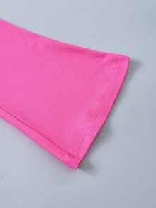 Nick 90s | SHEIN 1套女童Nick 90年代卡通印花圓領運動衫 + 桃紅色喇叭褲，休閒外出秋冬套裝 - 彩色 - 查看 8