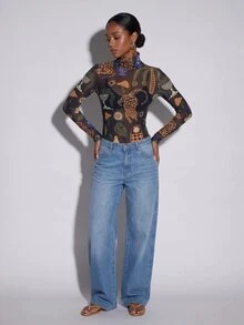 CAJUNI Tropical Vacation Cute Forest Mesh Blouse - Multicolor - View 3