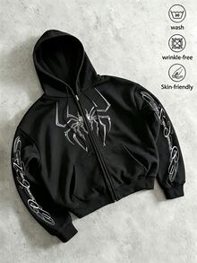Sport MetroGents 男士蜘蛛圖案休閒日常連帽衛衣 - 彩色 - 查看 1