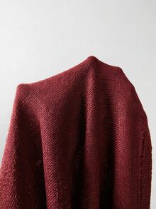 SHEIN 2026新款女款閃耀金針織背心上衣－圓領、羅紋袖口細節、短版剪裁，完美融合90年代復古魅力與極簡時尚，適合早午餐約會、夜晚外出及春夏日常穿搭 - 酒紅色 - 查看 8