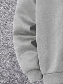 SHEIN 1pc Tween Boy Casual Kids Sports Academy Basics Grey Baseball Winter Jacket With Thickened Grab Material - Light Grey - View 3
