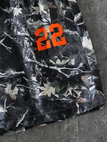 SHEIN Coolqubz 1套青少年男孩街頭風創意圖案印花長袖上衣搭配短褲，常規厚度，休閒夏季套裝 - 卡其色 - 查看 6