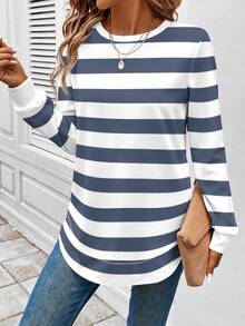 SHEIN LUNE Casual Minimalist Loose Crew Neck Long Sleeve Women's Sweatshirt, Thick Material, Suitable For Autumn/Winter - Multicolor - View 3