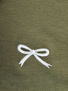 INAWLY 女款刺繡時尚撞色長袖運動衫，適合日常穿著 - 軍綠色 - 查看 5
