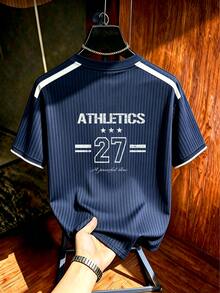 Gritte Field Men's Digital Striped Print Short Sleeve Sports T-Shirt, Gym - Multicolor - View 2