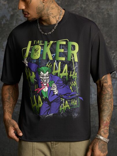 JOKER X SHEIN Men's Crew Neck Short Sleeve Casual Versatile T-Shirt JOKER