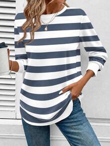 SHEIN LUNE Casual Minimalist Loose Crew Neck Long Sleeve Women's Sweatshirt, Thick Material, Suitable For Autumn/Winter - Multicolor - View 4