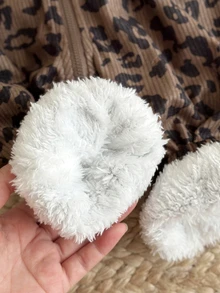 SHEIN 女嬰豹紋編織人造毛內裡連帽秋冬連身衣 - 彩色 - 查看 5