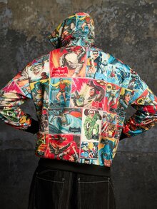 BATMAN X SHEIN Men's Movie Character Graphic Print Long Sleeve Hoodie - Multicolor - View 2