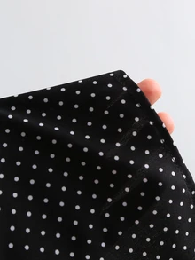 Sweetra Women's Polka Dot Ruched Flare Sleeve Blouse, Casual Daily Wear, Minimalist Elegant Style - Black - View 7
