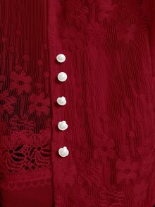 GlowEve 25款夏季新款蕾絲拼接女款輕便夾克 - 酒紅色 - 查看 5