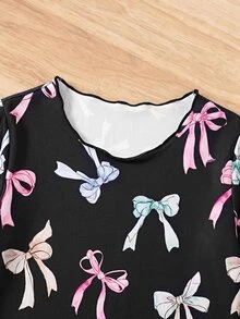 SHEIN 女童高彈性翻領內搭T恤，秋季服飾，適合日常休閒穿著，3件套 - 彩色 - 查看 6