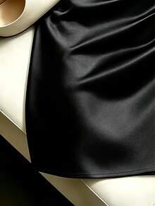Selianne New Elegant Women's Solid Color Draped Neck Backless Dress, Fitted Waist, Tailored Fit. Suitable For Various Occasions Including Summer Vacation, Spring/Summer Commute, Home Leisure, Dating, Daily Wear, Party, Beach, Graduation Season And Office - Black - View 6