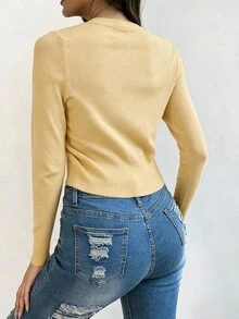 SHEIN Cárdigans ligeros para mujer - Caqui - Ver 2