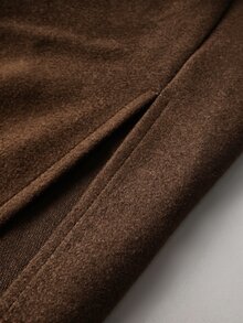 Balvessa Fall Clothes FOR WomenLady's Fine-Woven Elegant Winter Wool Coat - Coffee Brown - View 4