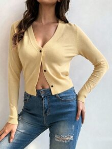 SHEIN Cárdigans ligeros para mujer - Caqui - Ver 6