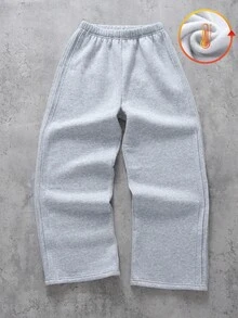 SHEIN 男童青少年休閒服飾 大童男款 舒適時尚簡約街頭風 寬鬆版型 - 灰色 - 查看 4