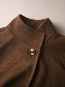Balvessa Fall Clothes FOR WomenLady's Fine-Woven Elegant Winter Wool Coat - Coffee Brown - View 5