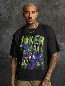 JOKER X SHEIN Men's Crew Neck Short Sleeve Casual Versatile T-Shirt JOKER - Black - View 3