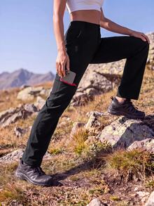 In My Nature Women's Button Zipper Pocket Casual Outdoor Long Pants - Black - View 6