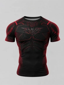 GymBeat Men's Bat Print Raglan Short Sleeve Casual Fitness Sports T-Shirt - Multicolor - View 3