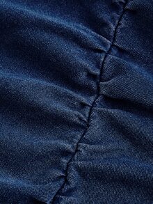 SHEIN MOD Plus Size Pleated Asymmetrical Hem Denim Dress - Blue - View 3