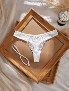 Myrelith Women's Lace Patchwork Thong - White - View 3