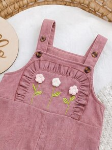 SHEIN 女童寬鬆休閒極簡舒適碎花連身褲 - 粉色 - 查看 6