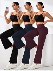Velisys Velisys 女款純色高腰休閒百搭日常旅行運動長褲 3件/組 - 彩色 - 查看 3