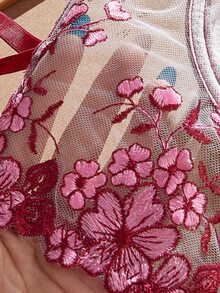 Myrelith Sexy Embroidered Mesh Hollow Front Cross Strap Underwire Bra 1pc - Multicolor - View 3