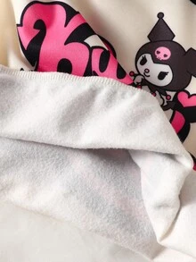 HELLO KITTY AND FRIENDS | SHEIN 青少年女孩字母卡通圖案連帽休閒日常長袖運動衫 - 彩色 - 查看 5