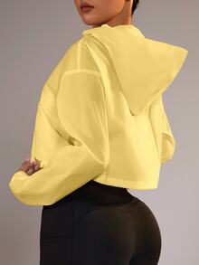 Dewbera Dewbera Zip-Up Hooded Jacket With Drawstring Hem, Sun Protection - Yellow - View 2