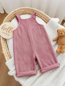 SHEIN 女童寬鬆休閒極簡舒適碎花連身褲 - 粉色 - 查看 2