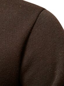 Manfinity Homme Men's Plus Size Pullover Sweater, Solid Color Knit Sweater, Autumn/Winter Hiking Beach Shades Of Brown Casual - Coffee Brown - View 5