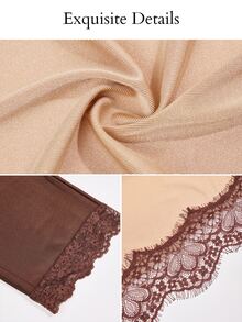 SOLERSUN Women's French Lace Patchwork Halter Top And Fitted Capri Pants 2 Pieces Set Going Out Night Out Cream Shades Of Brown Summer Sexy - Apricot - View 10