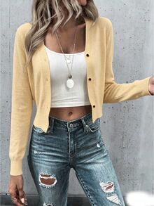 SHEIN Cárdigans ligeros para mujer - Caqui - Ver 4