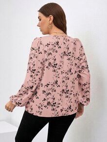 SHEIN Clasi 大尺碼優雅花卉印花上衣 - 粉色 - 查看 2