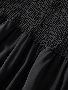 Everyssa Women's Solid Color Pleated Slit Design Casual Sexy Party Vacation Night Out Gathering Halter Neck Dress Halloween Black Summer - Black - View 3