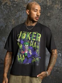 JOKER X SHEIN Men's Crew Neck Short Sleeve Casual Versatile T-Shirt JOKER - Black - View 5