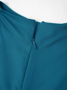 SHEIN Clasi 女款百褶優雅襯衫與花卉印花長裙兩件套 - 水鴨藍 - 查看 4
