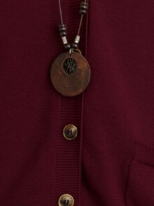 EMERY ROSE Nuevo chaleco de punto versátil, elegante y sencillo de un solo pecho para mujer - Burdeos - Ver 4