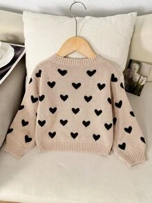 SHEIN 女童針織毛衣，蝴蝶結裝飾，可愛休閒，柔軟舒適百搭，適合居家、派對與度假場合 - 棕色 - 查看 2