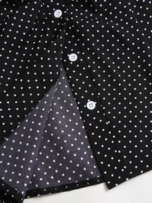 Sweetra Women's Polka Dot Ruched Flare Sleeve Blouse, Casual Daily Wear, Minimalist Elegant Style - Black - View 6