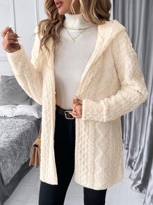 SHEIN Clasi 大尺碼冬季舒適長袖連帽夾克 - 杏色 - 查看 9