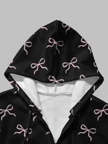 Lalippa Women's Bow Pattern Zip-Up Casual Everyday Sweatshirt - Multicolor - View 6