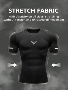 GymBeat Kaos Olahraga Kasual Serbaguna Pria dengan Desain Blok Warna untuk Perjalanan Sehari-hari, Gym - Hitam - View 4