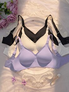 Crystal Vow 3pcs/Set Bra Wanita Tanpa Jahitan yang Nyaman - MultiWarna - View 1