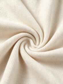 SHEIN Franclia French Style Semi-High Neck Ribbed Knit Base Layer Top For Women, Contrast Color Ribbed Cuffs With Gold Buttons, Slim Fit Commuter Elegant Long Sleeve Innerwear - Apricot - View 7